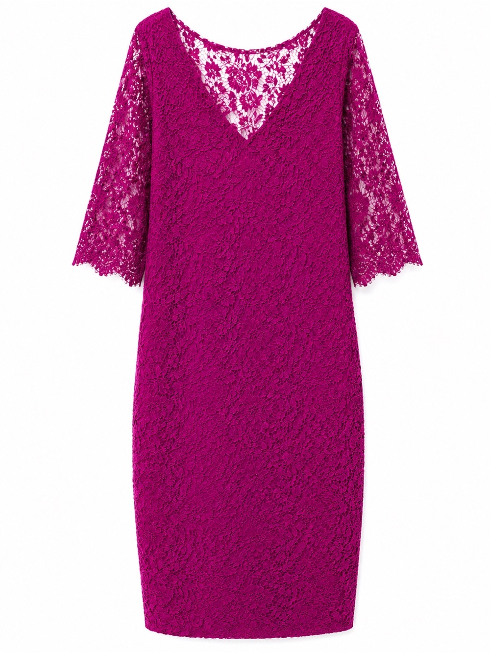Theia Magenta Lace Cocktail Dress Size 12 Floral Lace Overlay Occasion Dress